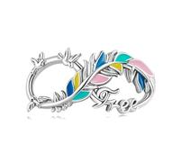 LAYCHEN Pendentif Plume De Paon En Argent Sterling 925 Émaillé Multicolore, Perle D'éternité Pour Bracelet Et Jonc Pour Femme