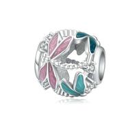 LAYCHEN Pendentif Plume De Paon En Argent Sterling 925 Émaillé Multicolore, Perle D'éternité Pour Bracelet Et Jonc Pour Femme