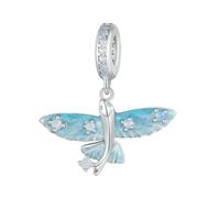 LAYCHEN Pendentif Poisson Volant En Argent Sterling 925, Émail Bleu, Serti Pavé De Zircones Cubiques, Pour Bracelet Et Collier, Accessoires Diy Pour Femmes