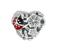 LAYCHEN Pendentif Trèfle À Quatre Feuilles En Argent Sterling 925, Breloque Coccinelle, Perles Pour Bracelet Et Collier Pour Femme, Accessoires Diy