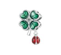 LAYCHEN Pendentif Trèfle À Quatre Feuilles En Argent Sterling 925, Breloque Coccinelle, Perles Pour Bracelet Et Collier Pour Femme, Accessoires Diy