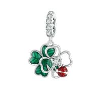 LAYCHEN Pendentif Trèfle À Quatre Feuilles En Argent Sterling 925, Breloque Coccinelle, Perles Pour Bracelet Et Collier Pour Femme, Accessoires Diy