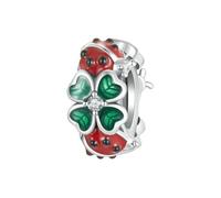 LAYCHEN Pendentif Trèfle À Quatre Feuilles En Argent Sterling 925, Breloque Coccinelle, Perles Pour Bracelet Et Collier Pour Femme, Accessoires Diy