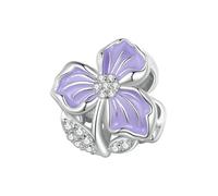 LAYCHEN Pendentif Trèfle À Quatre Feuilles En Argent Sterling 925, Perles De Fleurs Violettes, Pour Bracelet Femme, Bijoux Diy Finr