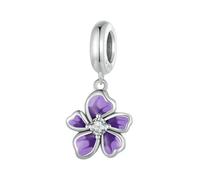 LAYCHEN Pendentif Trèfle À Quatre Feuilles En Argent Sterling 925, Perles De Fleurs Violettes, Pour Bracelet Femme, Bijoux Diy Finr