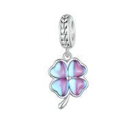 LAYCHEN Pendentif Trèfle À Quatre Feuilles En Argent Sterling 925, Perles De Fleurs Violettes, Pour Bracelet Femme, Bijoux Diy Finr