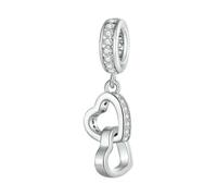 LAYCHEN Pendentifs En Argent Sterling 925 À Double Cœur Entrelacé, Breloques « amour Infini » Pour Collier Et Bracelet Pour Femme, Diy