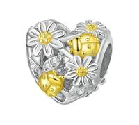 LAYCHEN Pendentifs En Argent Sterling 925 En Forme De Cœur Et De Tournesol Pour Femme, Bijoux Fins À Faire Soi-même