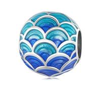 LAYCHEN Perle En Argent Sterling 925, Écailles De Dragon Chinois Bleu Graduées, Pour Bracelet Original, Bijou À Breloque Unique