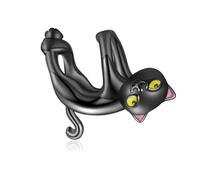 LAYCHEN Perle En Argent Sterling 925 En Forme De Chat Noir Et Blanc, Compatible Avec Bracelet Et Pendentif Pour Animal De Compagnie, Bijoux Fins, Fabrication Artisanale