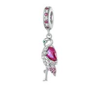 LAYCHEN Perle Flamant Rose En Argent Sterling 925 Avec Zircone Rose Pour Bracelet Et Collier Pour Femme, Bijoux À Faire Soi-même