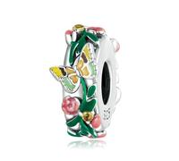 LAYCHEN Perles D'espacement Papillon Et Fleur En Argent Sterling 925 Pour Bracelets Et Joncs Pour Femmes, Collection Printemps, Bijoux Fins