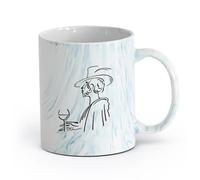 LAYEHDF céramique Grandes tasses à thé, café et chocolat chaud Poète célèbre Pouchkine Vintage （11oz/320ml） Pour café, soupe, thé, lait, latte, chocolat chaud, pour femmes et hommes Marmorblau