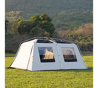 Layer Double Camping Tent 12 Person, Family Cabin Tents, 2 Rooms, Straight Wall, 3 Doors and 3 Window with Mesh, Waterproof, Big Tent for Outdoor, Picnic, Friends Gathering Vision