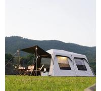 Layer Double Camping Tent 12 Person, Family Cabin Tents, 2 Rooms, Straight Wall, 3 Doors and 3 Window with Mesh, Waterproof, Big Tent for Outdoor, Picnic, Friends Gathering Vision