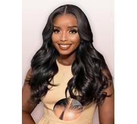 Layered Glueless Wig Human Hair Curtain Bangs Loose Body Wave 6x6 Lace Closure Wig Human Hair 200% Densité Colle Perruque Femme Naturelle Cheveux Humain Perruque Wear Go 20 Pouces