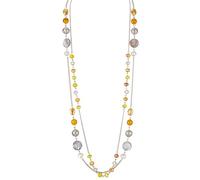 Layered Long Necklaces for Women Crystal Beaded Statement Necklace Sweater Silver Chain with Gifts Box Jewelry(Yellow)
