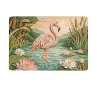 Layered Paper Art Flamingo Scene Tapis 150 x 100 cm, Doux et Antidérapant | Tapis intérieur doux pour l'automne, avec dos à points PVC antidérapants; pour petits espaces intérieurs