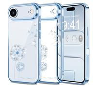 Layeri Coque pour iPhone Air, protection complète de l'objectif d'appareil photo, transparente, anti-jaunissement, fleurs de pissenlit, coque de protection plaquée fine et résistante aux chocs pour