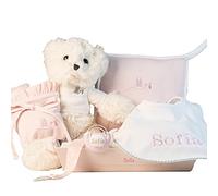 Layette pour Nouveau-né - Panier Cadeau Bébé Sucette Personnalisée avec et Bavoir Personnalisé avec le prénom du Bébé - Rose | BebeDeParis