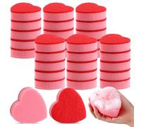 Layhit Lot de 30 éponges double face en forme de cœur pour la Saint-Valentin, la vaisselle, les casseroles, les poêles et le nettoyage général de la maison, rose et rouge