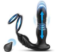 Layhou Masseur de Prostate Avec Anneaux Péniens, Plug Anal Vibrant, Vibrateur Anal Avec Télécommande, 10 Modes de Poussée Vibrants, Jouets Sexuels en Silicone pour Hommes