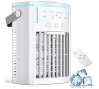LaYiQimn Climatiseur Mobile,Refroidisseur d'air Portable avec réservoir de 1000 ML et télécommande, 3 Vitesses, minuterie, 3 têtes de pulvérisation et lumières 7 Couleurs pour la Maison et Les dortoi