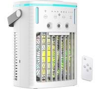 LaYiQimn Climatiseur Mobile,Refroidisseur d'air Portable avec télécommande et réservoir de 1000 ML, 3 Vitesses de Ventilation, minuterie, Embouts de pulvérisation et lumières 7 Couleurs pour la maiso