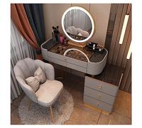 LaYiQimn Coiffeuse Coiffeuse avec éclairage, Coiffeuse avec 3 Couleurs d'effets Lumineux, Table de Maquillage avec Miroir, Table de Maquillage avec Tabouret
