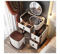 LaYiQimn Coiffeuse Coiffeuse avec éclairage, Coiffeuse avec Miroir et 3 Modes d'éclairage, Coiffeuse avec tiroirs et Armoire pour Femmes et Filles