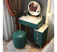 LaYiQimn Coiffeuse Coiffeuse avec Miroir éclairé à intensité Variable 3 Couleurs, Coiffeuse avec tiroir, Coiffeuse avec Tabouret de Rangement carré (Vert 50 cm)