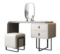 LaYiQimn Coiffeuse Coiffeuse avec Miroir et Tabouret à 2 tiroirs (Couleur Beige, Dimensions : 80 x 52 x 76 cm)