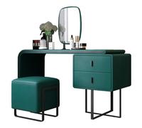LaYiQimn Coiffeuse Coiffeuse avec Miroir et Tabouret à 2 tiroirs (Couleur : Vert, Dimensions : 100 x 52 x 76 cm)