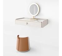 LaYiQimn Coiffeuse Coiffeuse avec Tabouret et Miroir éclairé, Ensemble de Coiffeuse avec 2 Grands tiroirs pour Chambre et Salle de Bain