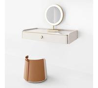 LaYiQimn Coiffeuse Coiffeuse avec Tabouret et Miroir éclairé, Ensemble de Coiffeuse avec 2 Grands tiroirs pour Chambre et Salle de Bain