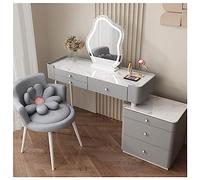 LaYiQimn Coiffeuse Coiffeuse contemporaine avec Grand Miroir Lumineux, 6 tiroirs, Plateau Blanc Non vitré, pour Chambre à Coucher