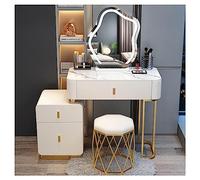 LaYiQimn Coiffeuse Coiffeuse contemporaine avec Grand Miroir Lumineux, tiroirs et Plateau sans Verre. Bureau de Maquillage pour Chambre.