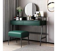LaYiQimn Coiffeuse Coiffeuse, Table de Maquillage, Bureau, Grand Miroir sans Cadre, Tabouret rembourré, Grand 2 tiroirs pour Meubles de Chambre, Rangement de Maquillage et de Bijoux, Noir