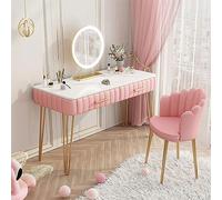 LaYiQimn Coiffeuse Ensemble Coiffeuse, Bureau avec tiroirs et Miroir - Ensemble de Table de Maquillage pour Chambre à Coucher, Petite Armoire de Rangement - Organisez avec Style