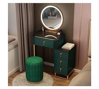 LaYiQimn Coiffeuse Ensemble de Coiffeuse avec Miroir, Coiffeuse avec 4 tiroirs, étagères, Bureau et Tabouret rembourré