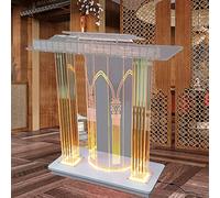 LaYiQimn Podium Podio Pupitre Multifonction en Acrylique avec éclairage LED doré pour l'entrée, Les ambassades et Le Bureau d'accueil