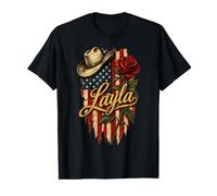Layla Chapeau de Cowboy Drapeau américain Rose T-Shirt Graphique avec Valeur