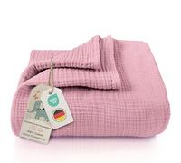 LAYNENBURG Couverture en mousseline de qualité supérieure pour bébé - 120 x 120 cm - 4 couches - 100 % coton - Certifié Oeko-TEX 100 - Couverture douillette ou couverture d'emmaillotage pour bébé