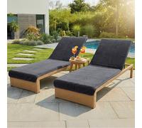 LAYNENBURG Lot de 2 Premium Housse de Protection pour Chaise Longue de Jardin - 100% Coton - Oeko-TEX - Housse de Serviette en éponge - Housse de Chaise Longue avec enveloppe (75x200 cm Anthracite)