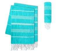 LAYNENBURG Lot de 2 serviettes de hammam de qualité supérieure avec franges nouées à la main - 100 % coton - Serviette de plage XXL 100 x 200 cm - Certifié Öko-Tex 100 - Grande serviette de plage