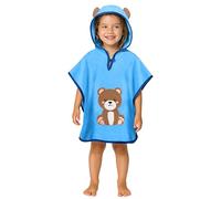 LAYNENBURG Premium Poncho de bain enfants avec capuche - 100% coton - OEKO TEX - bébé garçon fille serviette poncho éponge - 3-5 ans/Ours