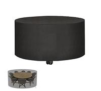 Layoomiety Housse Salon de Jardin Ronde, pour Jardin, Protection Meuble Table Chaise,200x200x75cm Imperméable, Résistance au Vent, Anti-UV, Robuste en Tissu Oxford 420D-Noir