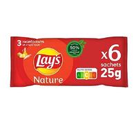 Lay's Chips nature 6 x 25 g - Les 6 paquets de 25g