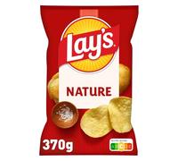 LAY'S Chips Nature Maxi Format - Sachet de 370 g - Chips de pommes de terre croustillantes et savoureuses - Idéal pour apéritifs et pique-niques - Emballage pratique en wrap - Lot de 6