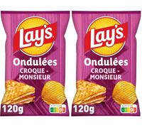 Lay's Chips Ondulées Saveur Croque Monsieur 120g (Lot de 2)